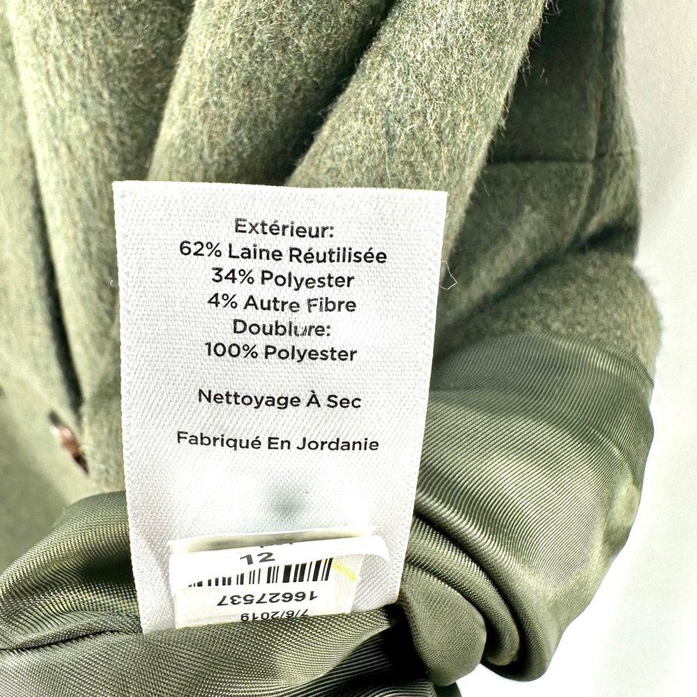 TALBOTS Green BRUSHED ITALIAN WOOL Double Breasted PEA COAT Blazer WOMENS 12 - Picture 8 of 9